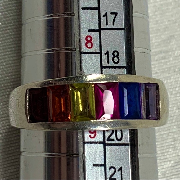 Rainbow stone Tysis .925 sterling ring size 8.75 - Picture 4 of 8